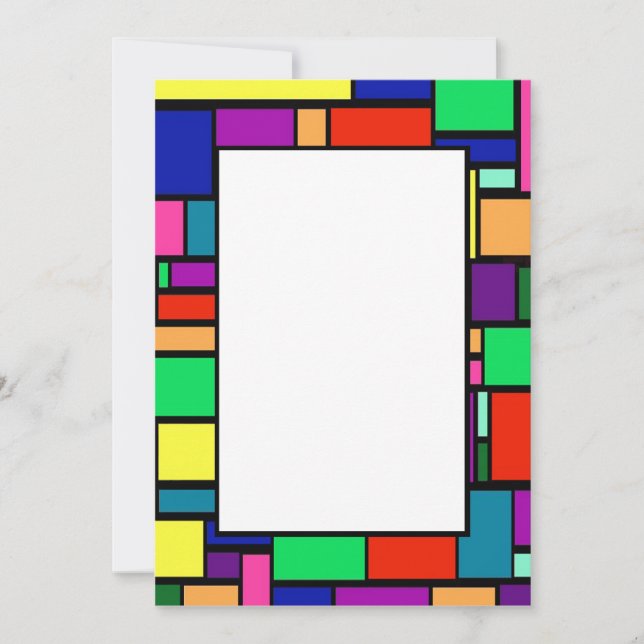 Coloured Squares Border 1 Invitation (Front)