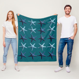 Coloured starfish fleece blanket