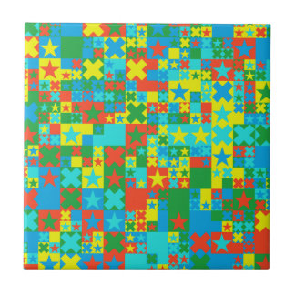 Coloured stars and crosses tile
