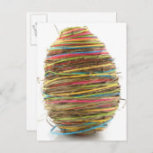 Coloured Straw Easter Eggs Over White Holiday Postcard (Front/Back)