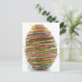Coloured Straw Easter Eggs Over White Holiday Postcard (Standing Front)