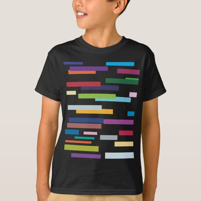 Coloured Stripes Kids Black Tee Shirt (Front)