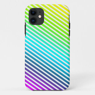 Coloured Stripes - yellow green blue violet iPhone 11 Case