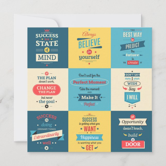 Coloured Success Quotes Holiday Card (Front)