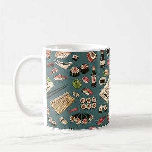 Coloured Sushi and rolls seamless pattern,excellen Coffee Mug