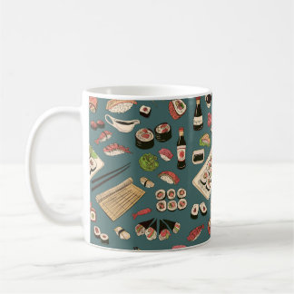 Coloured Sushi and rolls seamless pattern,excellen Coffee Mug