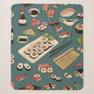 Coloured Sushi and rolls seamless pattern,excellen Sherpa Blanket
