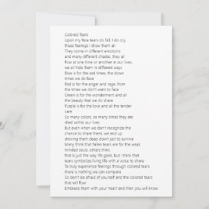 Coloured Tears Poem Card