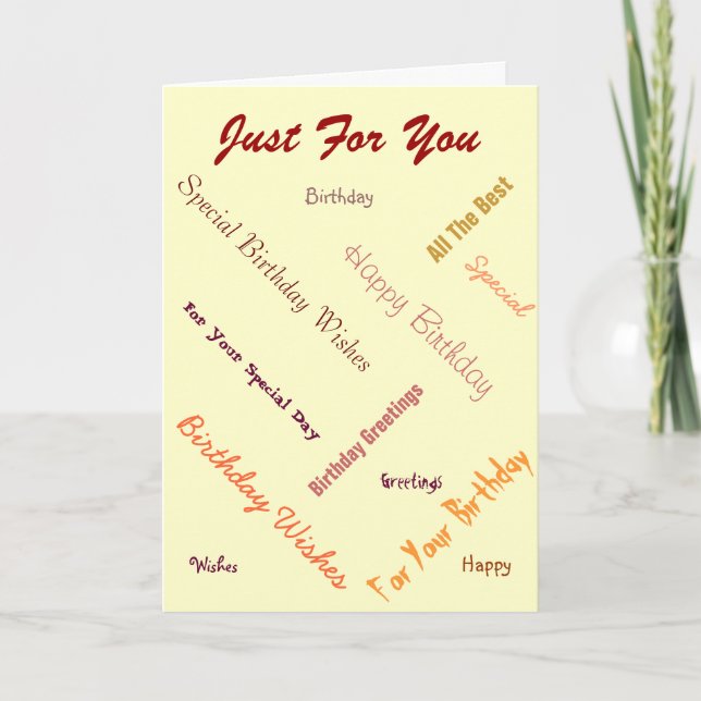 coloured text original font graphic design card (Front)