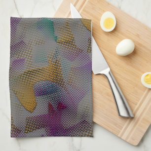 Coloured texture with spots, small geometric shape tea towel
