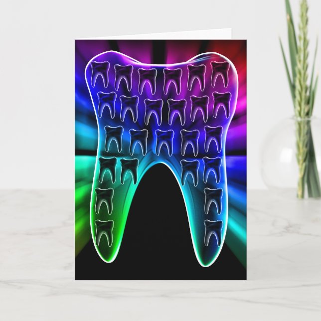 Coloured Tooth Dental Art Greeting Card (Front)