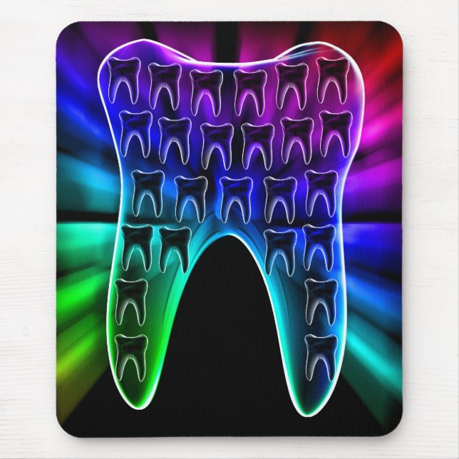 Coloured Tooth Design Dentist Mousepad (Front)