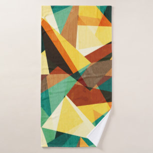coloured triangle seamless texture with wood effec bath towel