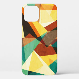 coloured triangle seamless texture with wood effec iPhone 12 case