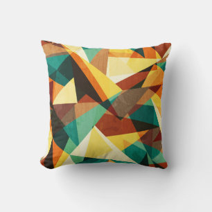 coloured triangle seamless texture with wood effec cushion