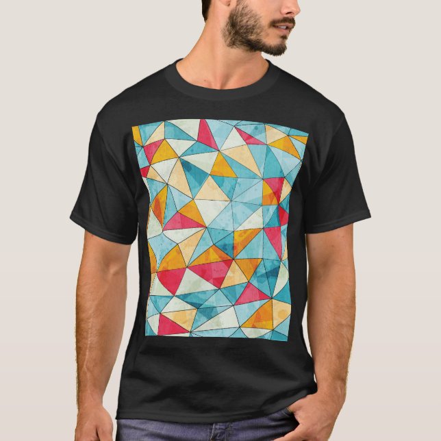 Coloured Triangles: Grunge Vintage Pattern T-Shirt (Front)