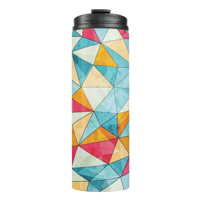 Coloured Triangles: Grunge Vintage Pattern Thermal Tumbler (Front)