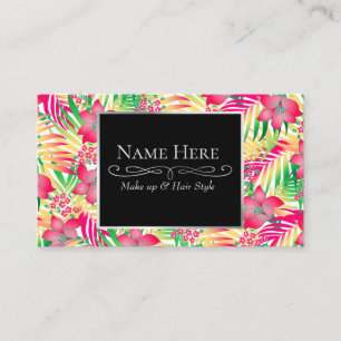 Coloured tropical flowers business card
