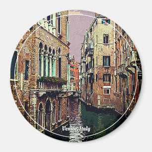 Coloured Venice canal with houses in water. Italy. Magnet