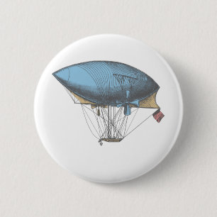 Coloured Vintage Airship 6 Cm Round Badge