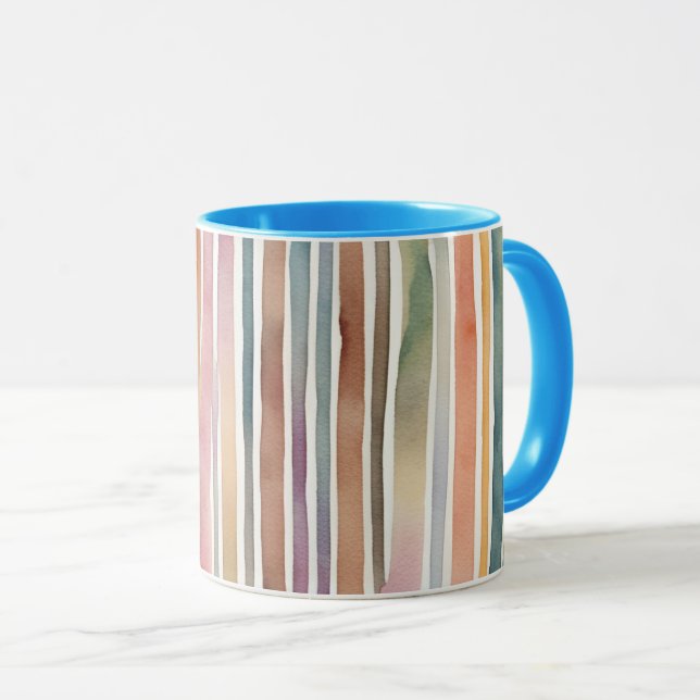 Coloured watercolour lines mug (Front Right)