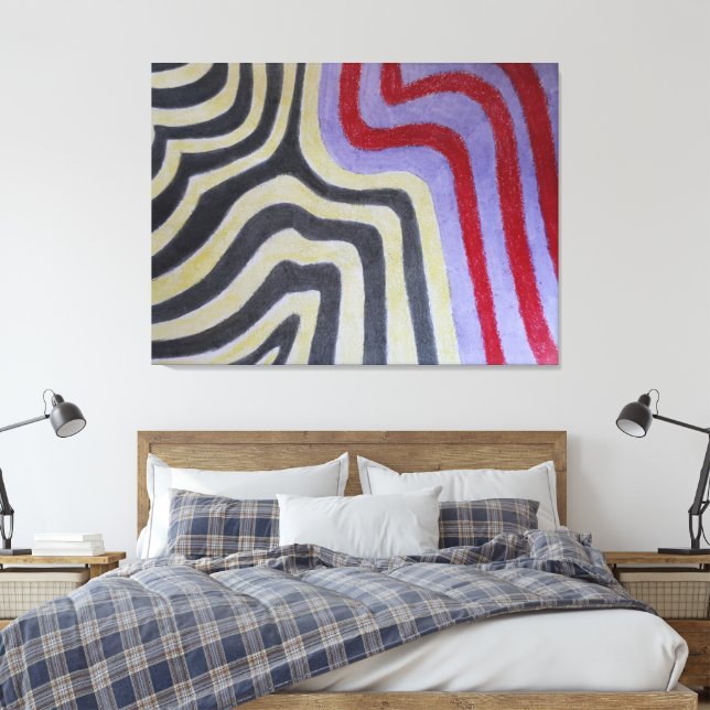 Coloured Waves Stretched Canvas Print (Insitu(Bedroom))