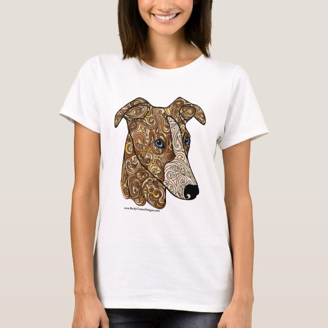 Coloured Whippet Doodle Dog T-Shirt (Front)
