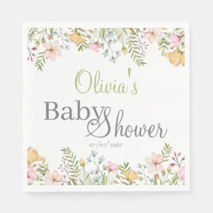 Coloured Wildflower Floral Baby Shower Napkin