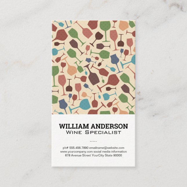 Coloured Wine Glass Pattern Business Card (Front)