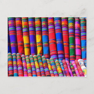 Coloured Woven Cloth Postcard