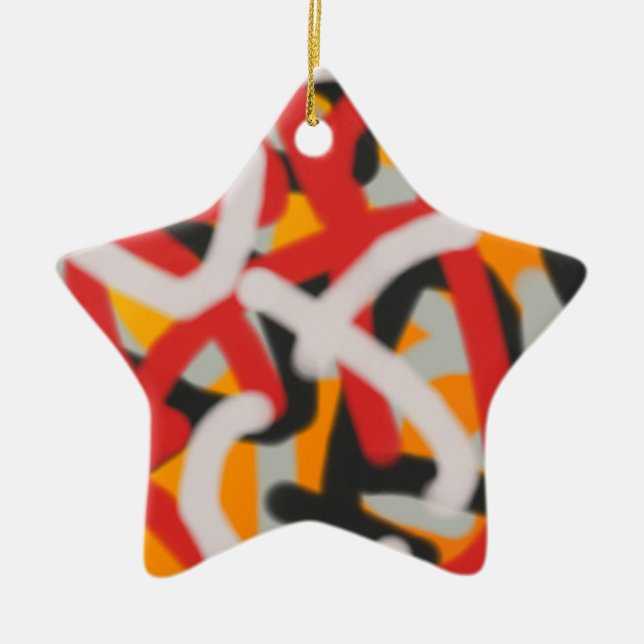 colourful 0748 abstract art ceramic tree decoration (Front)
