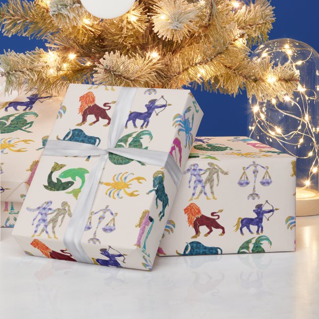 Colourful 12 Zodiac Signs for Birthday Wrapping Paper (Holidays)