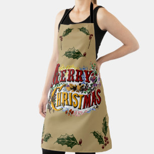 Colourful 1876 Merry Christmas Apron