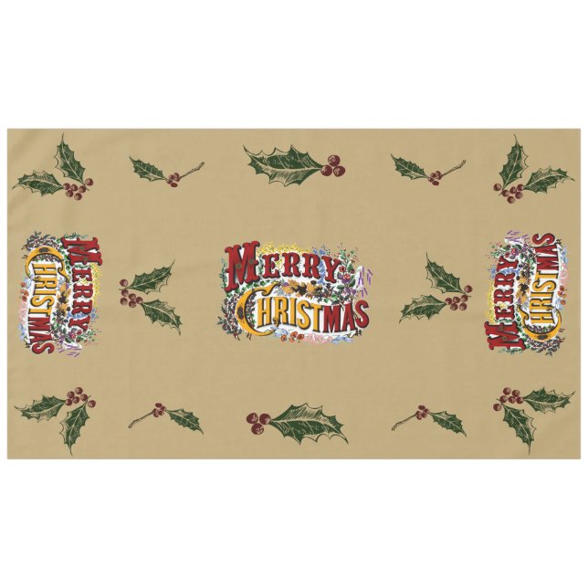 Colourful 1876 Merry Christmas Tablecloth (Front (Horizontal))