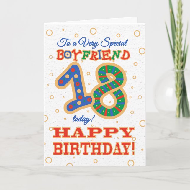 Colourful 18th Birthday for Special Boyfriend Card (Front)