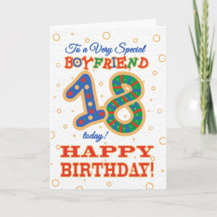 Colourful 18th Birthday for Special Boyfriend Card