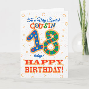 Colourful 18th Birthday for Special Cousin Card