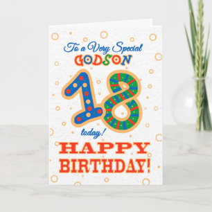 Colourful 18th Birthday for Special Godson Card