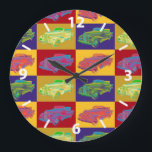 Colourful 1938 Cadillac Lasalle Pop Art Large Clock<br><div class="desc">Colourful 1938 Cadillac Lasalle convertible luxury Car pop art illustration.</div>
