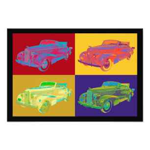 Colourful 1938 Cadillac Lasalle Pop Art Photo Print