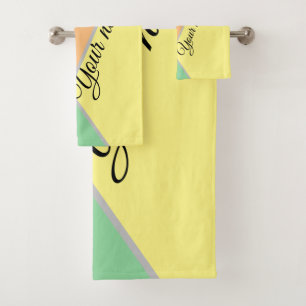 Colourful 1970s triangles pattern   Modern Asbtrac Bath Towel Set
