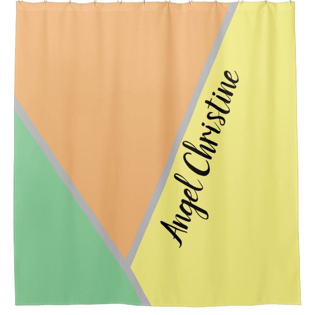 Colourful 1970s triangles pattern | Modern Asbtrac Shower Curtain (Front)