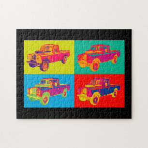 Colourful 1971 Land Rover Pickup Truck Pop Art Jigsaw Puzzle