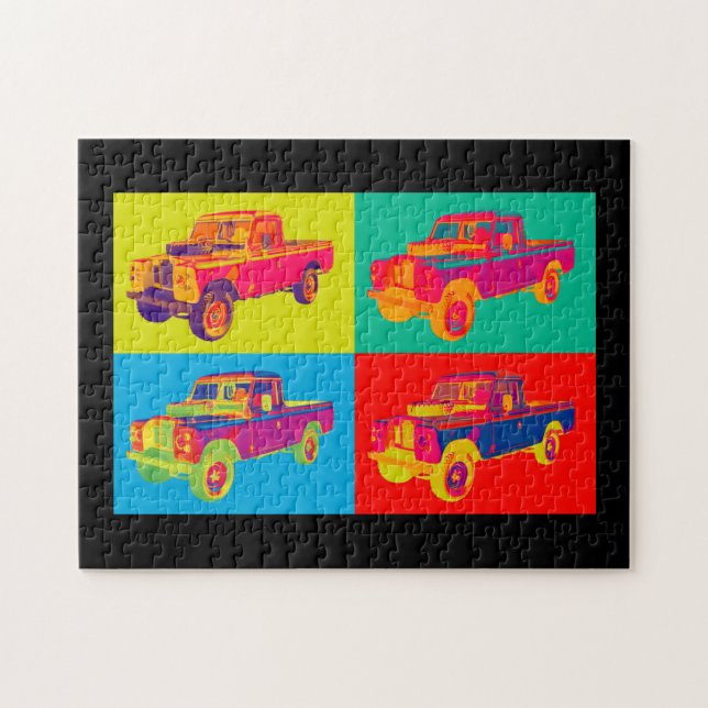 Colourful 1971 Land Rover Pickup Truck Pop Art Jigsaw Puzzle (Horizontal)