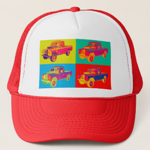 Colourful 1971 Land Rover Pickup Truck Pop Art Trucker Hat
