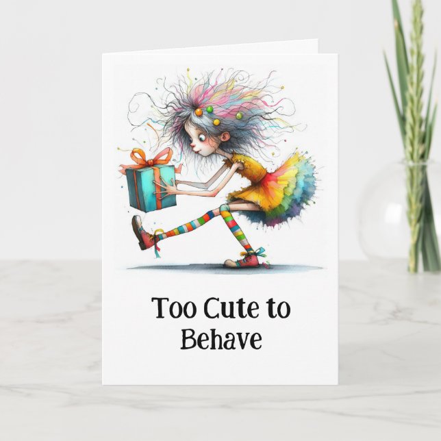 *  Colourful 1 Whimsical Christmas Girl  Gift AP97 Thank You Card (Front)