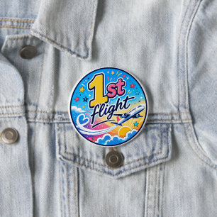 Colourful 1st flight aeroplane souvenir 7.5 cm round badge
