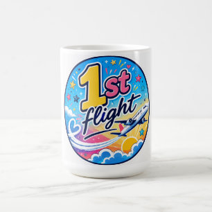 Colourful 1st flight aeroplane souvenir coffee mug
