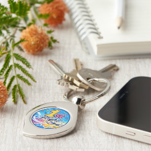 Colourful 1st flight aeroplane souvenir key ring