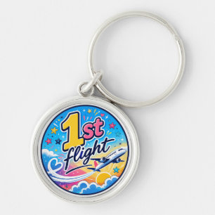 Colourful 1st flight aeroplane souvenir key ring